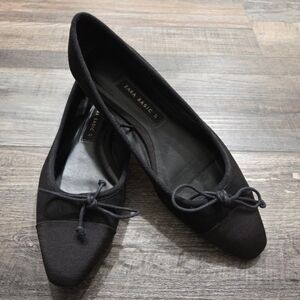 Zara Basic Cap Toe Flats Black Women's Size 37